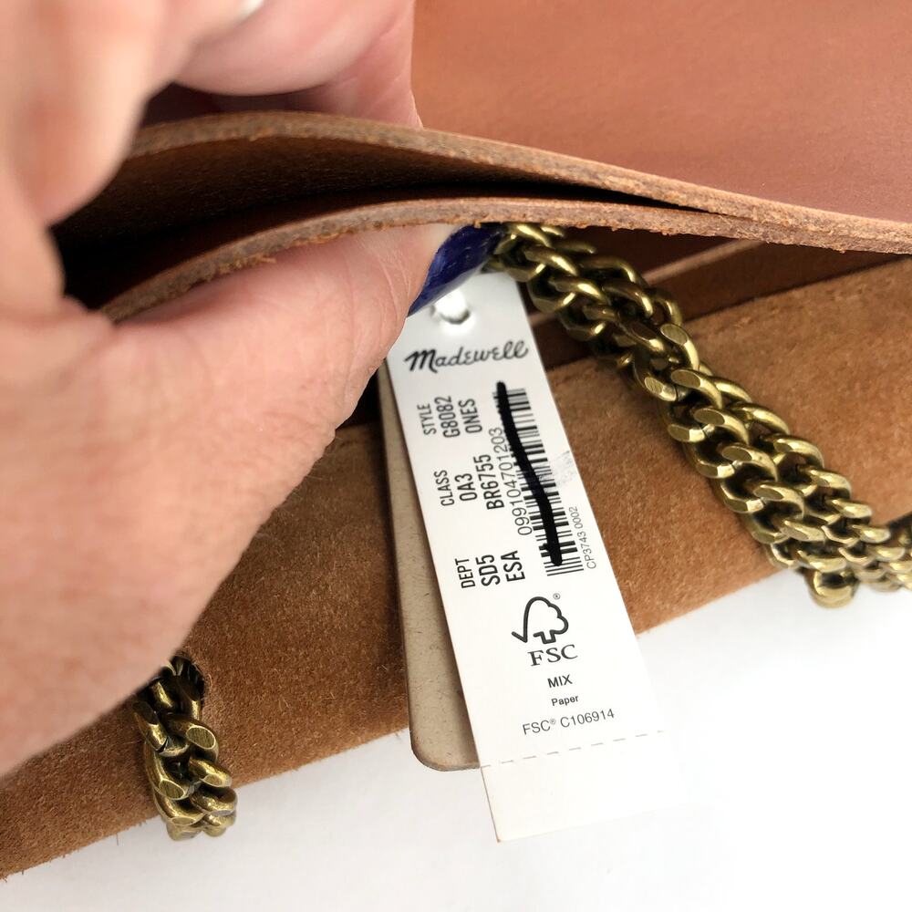 MADEWELL The Chain Crossbody Bag Tan Brown English Saddle Leather Monogram NWT - Picture 4 of 6